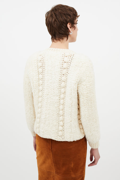 Chloé Cream Wool Fuzzy Knit Sweater