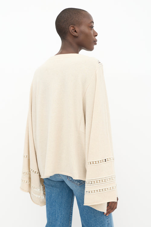 Chloé Cream Wool Knit Eyelet Sweater