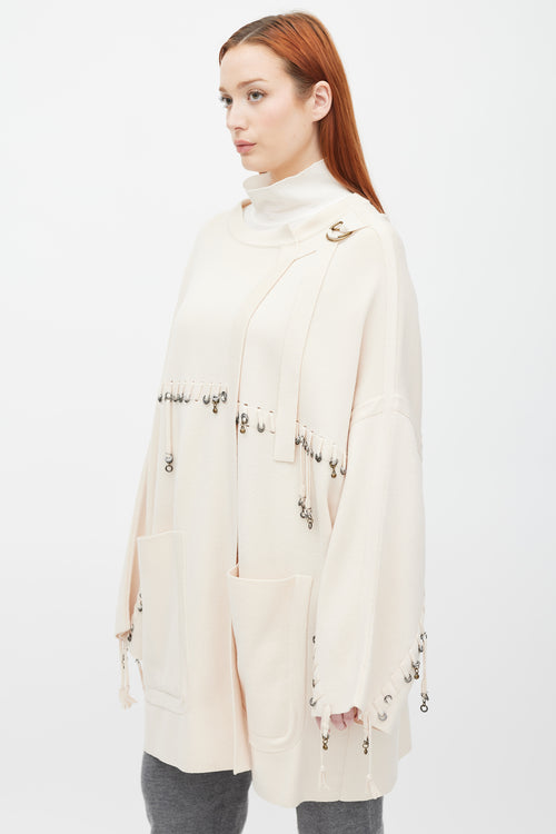 Chloé Cream Wrap Front Grommet Cardigan