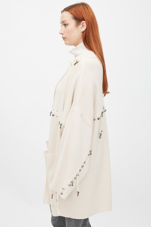 Chloé Cream Wrap Front Grommet Cardigan