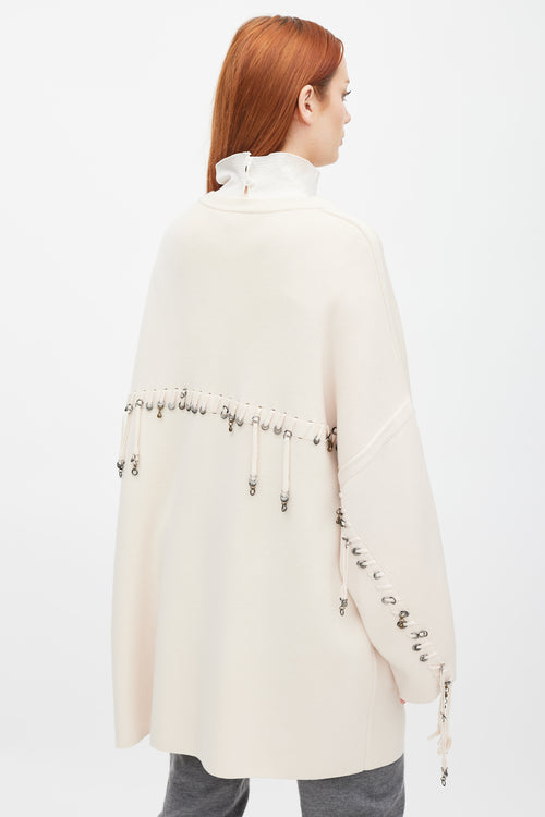 Chloé Cream Wrap Front Grommet Cardigan