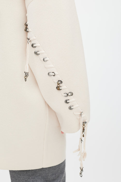 Chloé Cream Wrap Front Grommet Cardigan