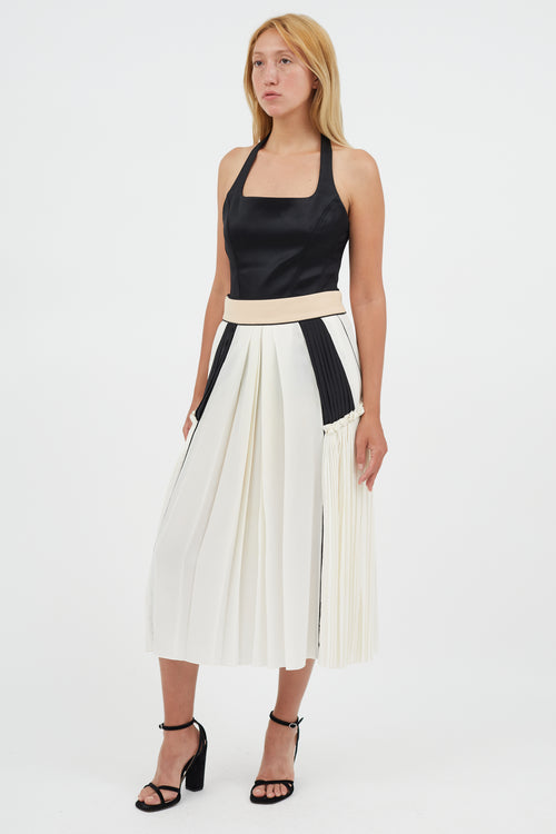 Chloé Cream 
Multicolour Pleated Silk Skirt