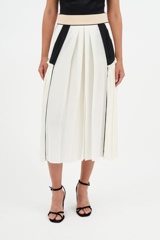 Chloé Cream 
Multicolour Pleated Silk Skirt