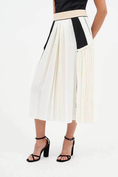 Chloé Cream 
Multicolour Pleated Silk Skirt