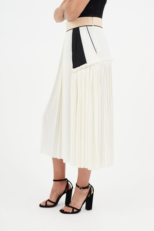 Chloé Cream 
Multicolour Pleated Silk Skirt