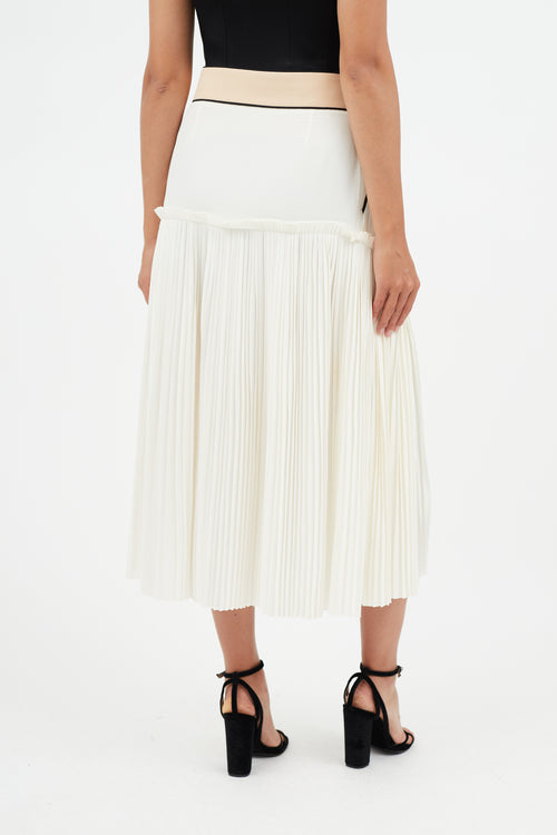 Chloé Cream 
Multicolour Pleated Silk Skirt