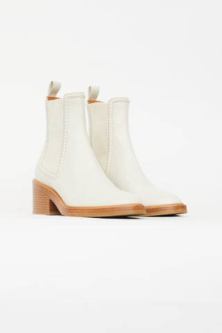 Chloé Cream Leather Evening Chelsea Boot