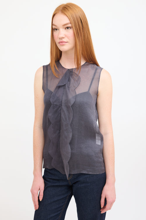 Chloé Dark Grey Silk Scallop Insert  Top