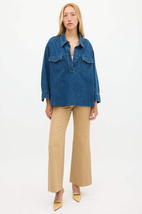 Chloé Dark Wash Denim Two Pocket Top