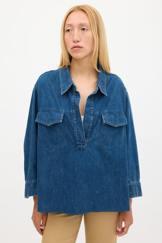 Chloé Dark Wash Denim Two Pocket Top