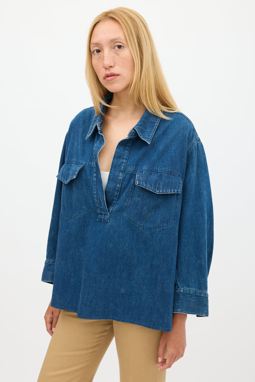 Chloé Dark Wash Denim Two Pocket Top