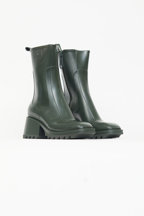 Chloé Dark Green Rubber Betty Rain Boot