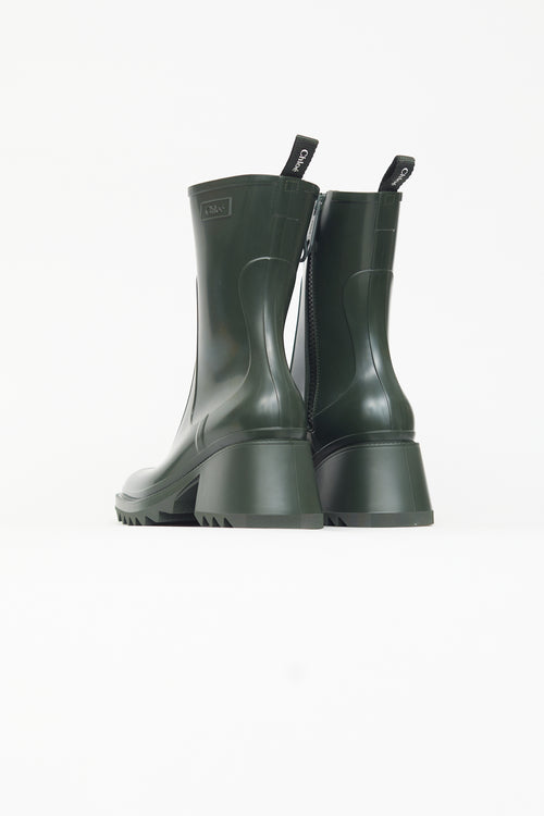 Chloé Dark Green Rubber Betty Rain Boot