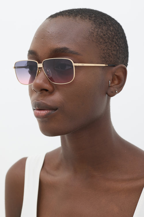 Chloé Gold 
Multicolour 49S Rectangular Sunglasses