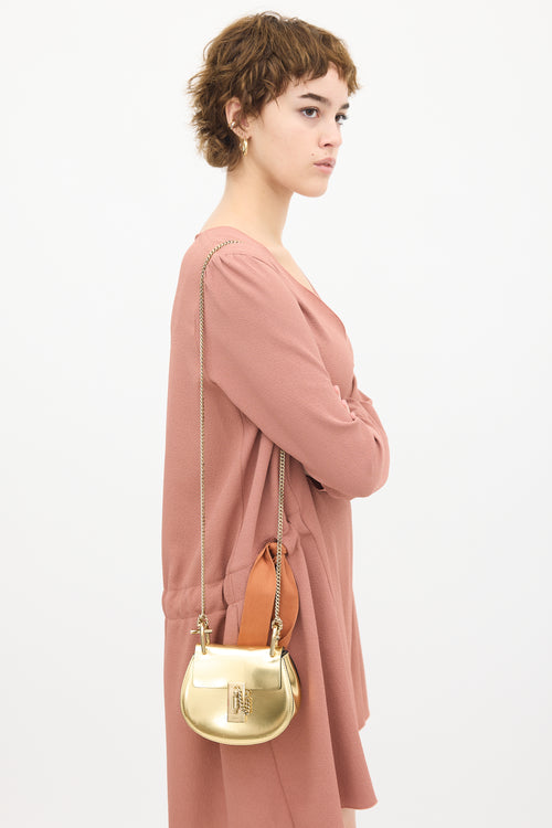 Chloé Gold Patent Leather Drew Nano Bag