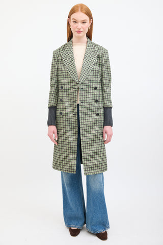 Chloé Green 
Multi Wool Checkered  Coat