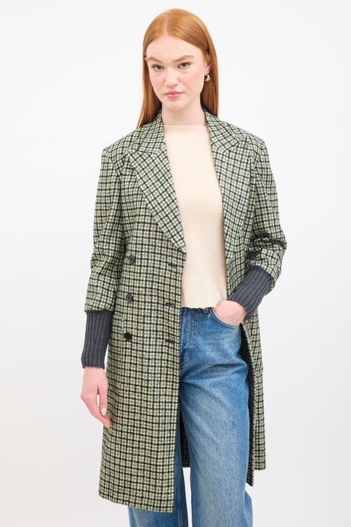 Chloé Green 
Multi Wool Checkered  Coat