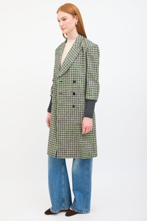 Chloé Green 
Multi Wool Checkered  Coat