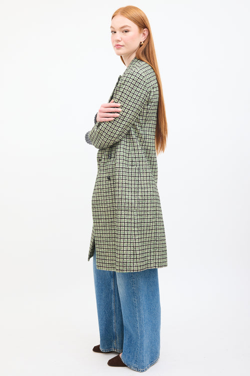 Chloé Green 
Multi Wool Checkered  Coat