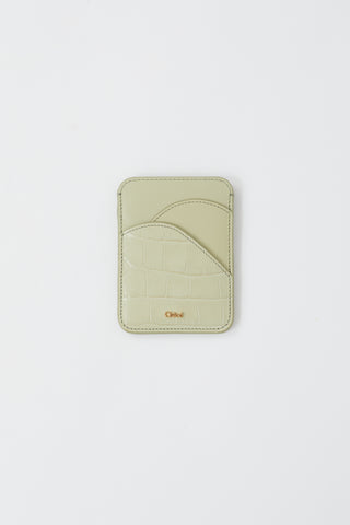 Chloé Green Embossed Leather Walden Card Holder