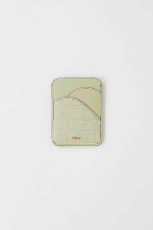 Chloé Green Embossed Leather Walden Card Holder