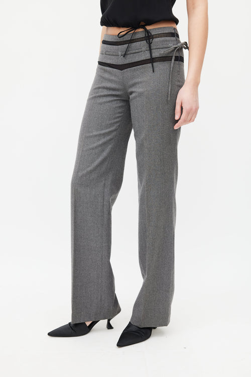 Chloé Grey 
Black Wool Tie Trouser