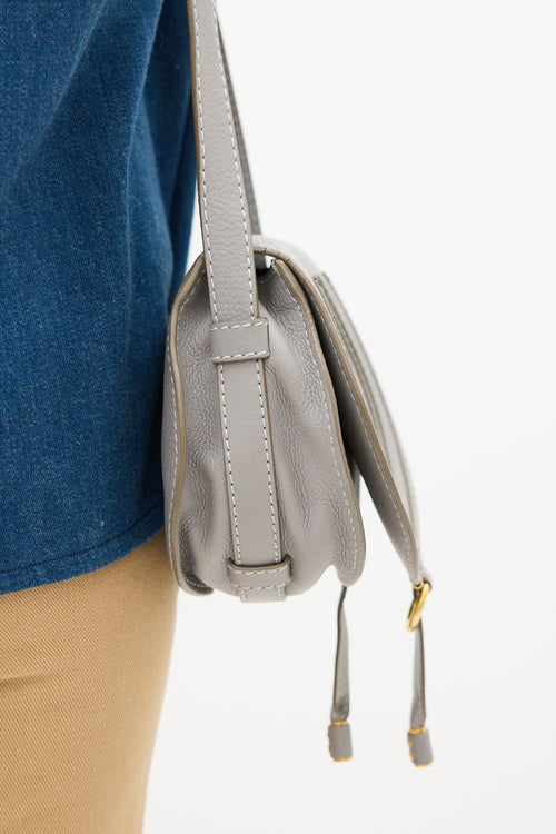 Chloé Grey Leather Mini Marcie Saddle Bag