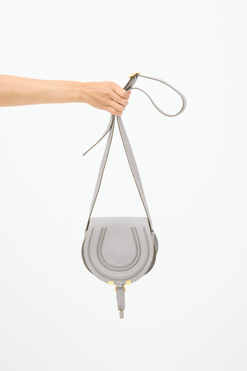 Chloé Grey Leather Mini Marcie Saddle Bag