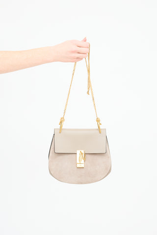 Chloé Taupe Leather 
Suede Drew Crossbody Bag