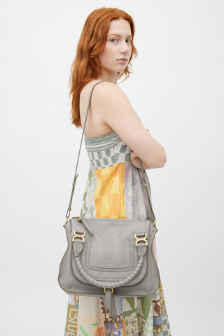 Chloé Grey Medium Leather Marcie Double Carry Shoulder Bag