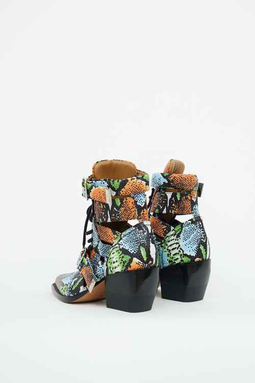 Chloé Orange Green Black Rylee Ankle Boot