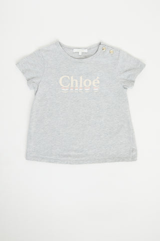  Chloé Grey 
Pink Logo T-shirt