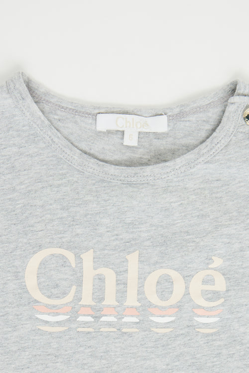  Chloé Grey 
Pink Logo T-shirt