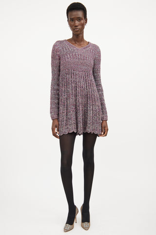 Chloé Pink 
Multicolour Silk Knit Sweater Dress