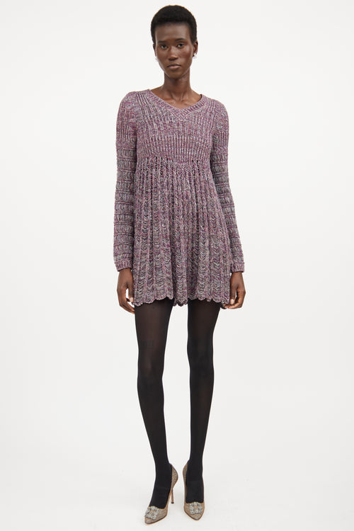 Chloé Pink 
Multicolour Silk Knit Sweater Dress