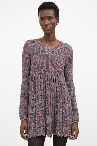 Chloé Pink 
Multicolour Silk Knit Sweater Dress