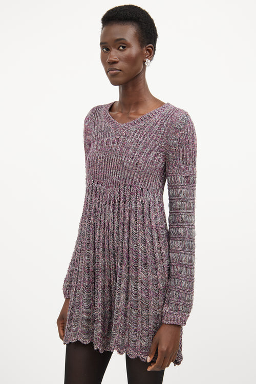 Chloé Pink 
Multicolour Silk Knit Sweater Dress