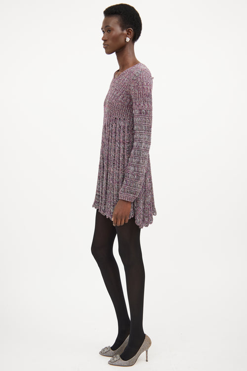 Chloé Pink 
Multicolour Silk Knit Sweater Dress