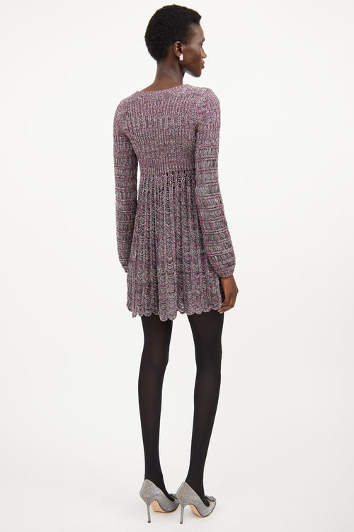 Chloé Pink 
Multicolour Silk Knit Sweater Dress