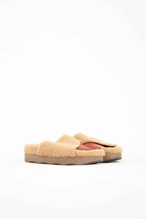 Chloé Leather 
Shearling Wavy Slide