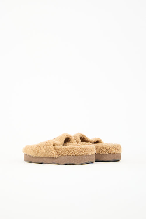 Chloé Leather 
Shearling Wavy Slide