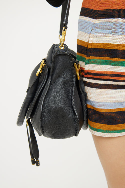 Chloé Black Leather Marcie Double Carry Bag