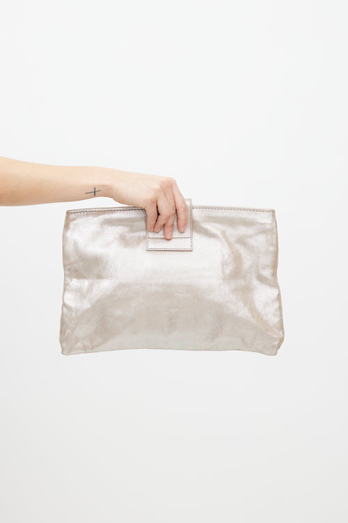 Chloé Metallic Beige Elsie Clutch