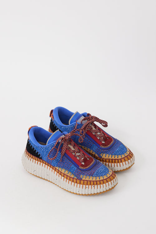 Chloé Blue 
Multicolour Woven Nama Sneaker