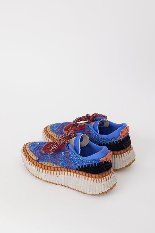 Chloé Blue 
Multicolour Woven Nama Sneaker