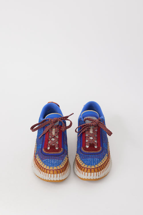 Chloé Blue 
Multicolour Woven Nama Sneaker