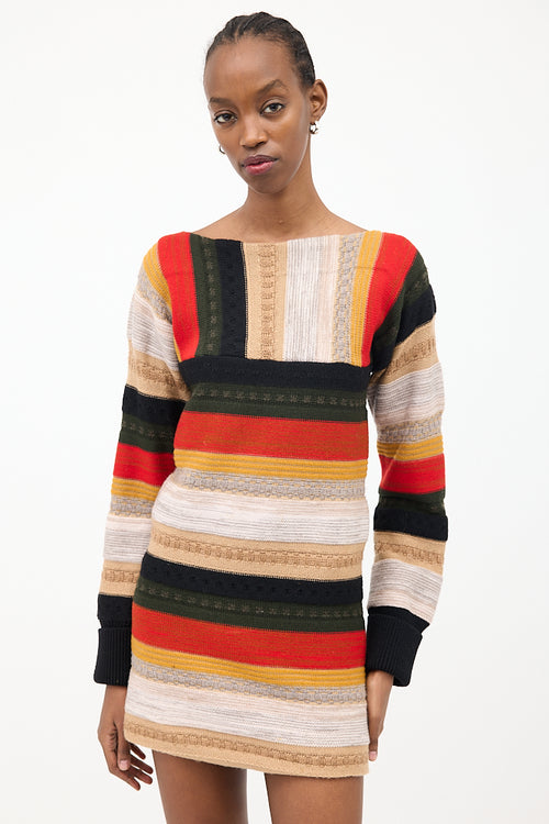 Chloé Multicolour Wool Stripe Mini Dress