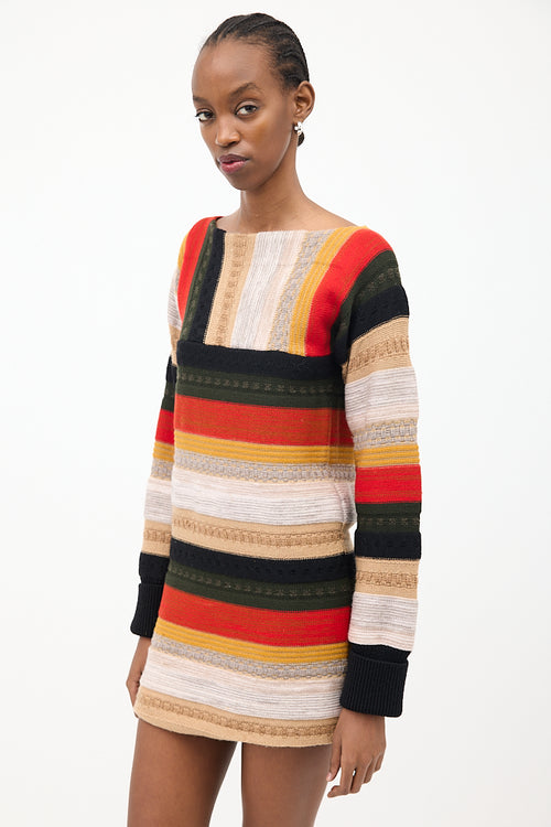 Chloé Multicolour Wool Stripe Mini Dress