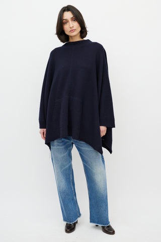 Chloé Navy Cashmere Poncho Sweater